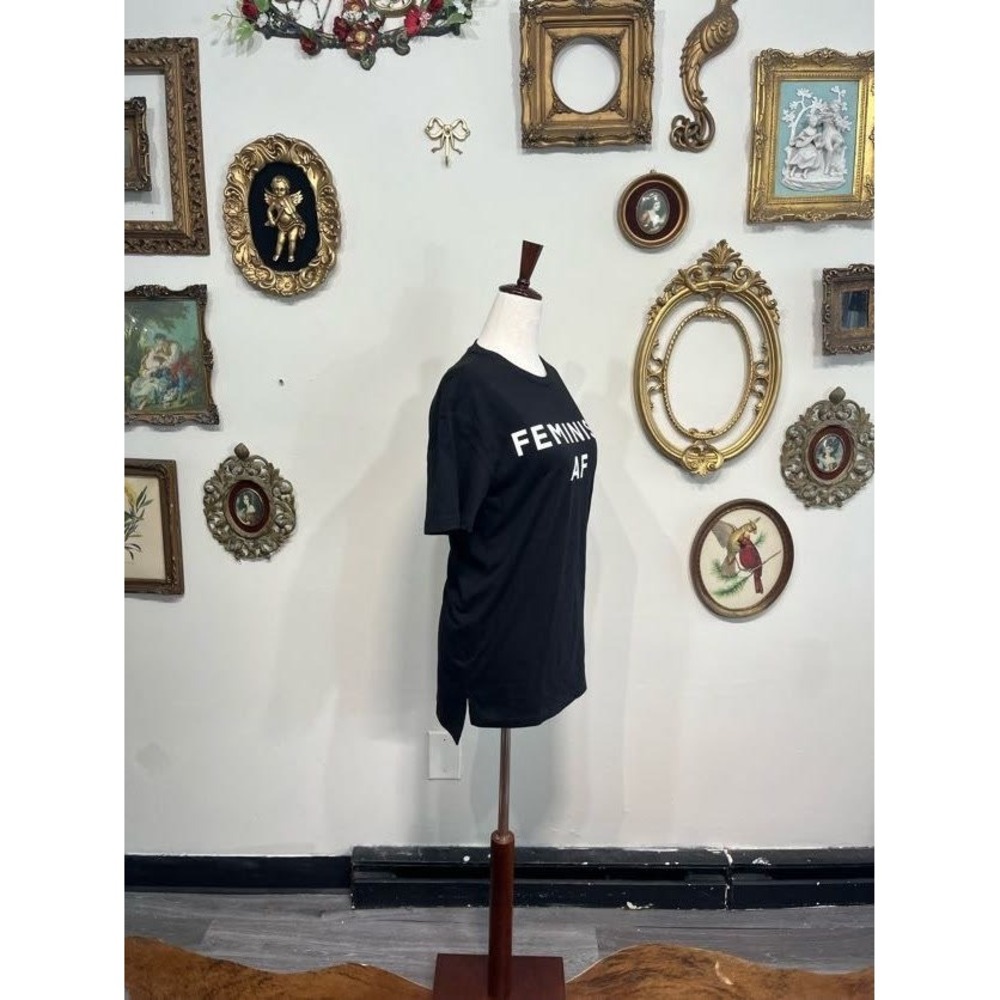 Jonathan Simkhai "Feminist AF" Pima Cotton Tee in Black - Size XS - Picture 2 of 8